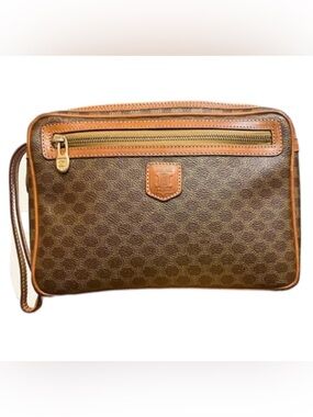 Authentic vintage CELINE Macadam clutch in classic brown